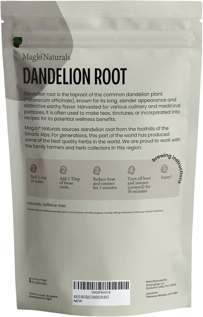 MagJo Naturals Dandelion Root, Raw, Not Roasted, Loose Tea (200+ Cups) (16 oz) 100% Wild-Crafted from Eastern Europe
