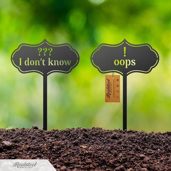 RealSteel - Seed & Plant Markers - Indoor/Outdoor Herb Garden Stakes - Elegant Fruit/Vegetable Seed Labels - Durable Plant Tags for Pots - Classy Design for Farmhouse/Greenhouse (Radish)