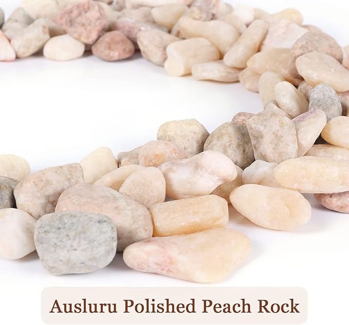 11lbs Natural River Rocks, Polished Pebbles for Plants Garden, 1-2 inch Decorative Peach Stones, Ideal for Fish Tank, Vases, Crafting, Home Decor and Garden Landscaping Rocks,Peach