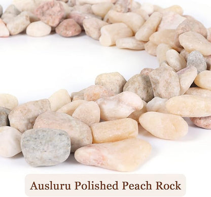 11lbs Natural River Rocks, Polished Pebbles for Plants Garden, 1-2 inch Decorative Peach Stones, Ideal for Fish Tank, Vases, Crafting, Home Decor and Garden Landscaping Rocks,Peach
