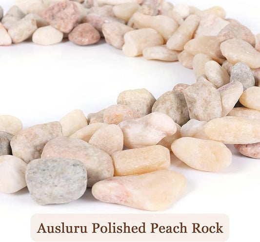 5lbs Natural River Rocks, Polished Pebbles for Plants Garden, 1-2 inch Decorative Peach Stones, Ideal for Fish Tank, Vases, Crafting, Home Decor and Garden Landscaping Rocks,Peach
