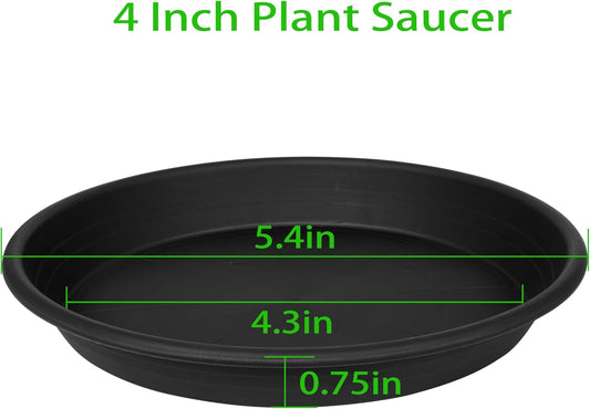 6 Pack Plant Saucers for Indoors, 4 5 6 7 8 9 10 11 12 13 15 17 19 inch Plant Water Catcher Tray, Heavy Sturdy Plant Drainage Tray for Indoors, Flower Saucers for Nursery Pots (5", Black)