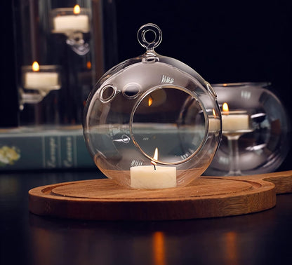 12 Pcs 3.15"/ 8cm Hanging Candle Holder Glass Globes for Candles, Air Plant Holders Terrarium Hanging Tea Lights Candle Holder Home Wedding Party Tree Decoration