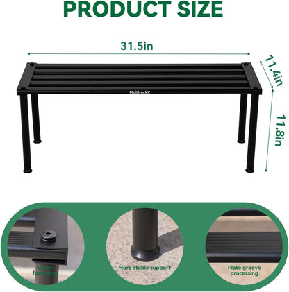 Metal Plant Stand, Rust-proof Aluminum Display Rack, Plants Display Stands Decoration Racks for Living Room Garden Balcony Patio (Black, 31.5Inch Tall)