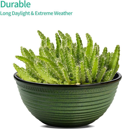 2 Pack 10 Inch Plant Pots,Durable Decorative Flower Pots Planters with Drainage Hole for Indoor and Outdoor Plants,Flowers,Succulents, Green
