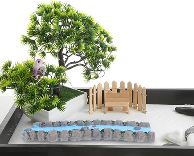 jojofuny 2pcs Miniature River: Diorama Resin Stream for Fairy Garden Accessories - Fairy Garden Pond for Dollhouse Landscape Scenery Layout Home Decoration