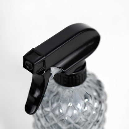 12Oz Glass Plant Spray Bottle, Gem Pattern Glass Sprayer, Watering Can with Black Plastic Top Pump, Handheld Watering Can for Indoor Outdoor Potted Plants and Greenery (Grey)