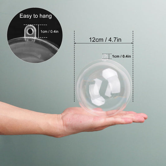 19 Pcs 4.72 Inch Clear Acrylic Fillable Balls, Christmas DIY Fillable Ornaments Balls, Acrylic Ornaments Ball for Christmas, Holidays, Weddings, Parties, and Home Decor