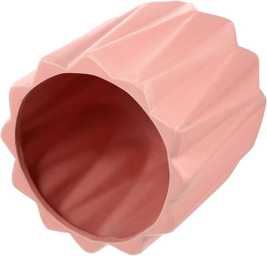 Modern Geometric Ceramic Planter Pot Minimalist Desktop Flower Container for Bonsai and Indoor Tabletop Decoration Large Pink Artistic Plant Holder for Home and Office