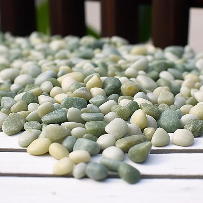 12 LBS River Rocks, StoneCreek, Decorative Garden Stones for Plant Landscaping, Polished Gravel Filler Pebbles for Home Decoration, Vases, Succulents, Flower Beds and Fish Tanks (Jade, Medium)