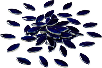 70 Pieces Petal Ceramic Tiles Mosaic Tiles, Bulk Ceramic Mosaic Pieces Stepping Stone Crafts Making Supplies for Home Outdoor Floor Vase Tabletop Decoration - Dark Blue