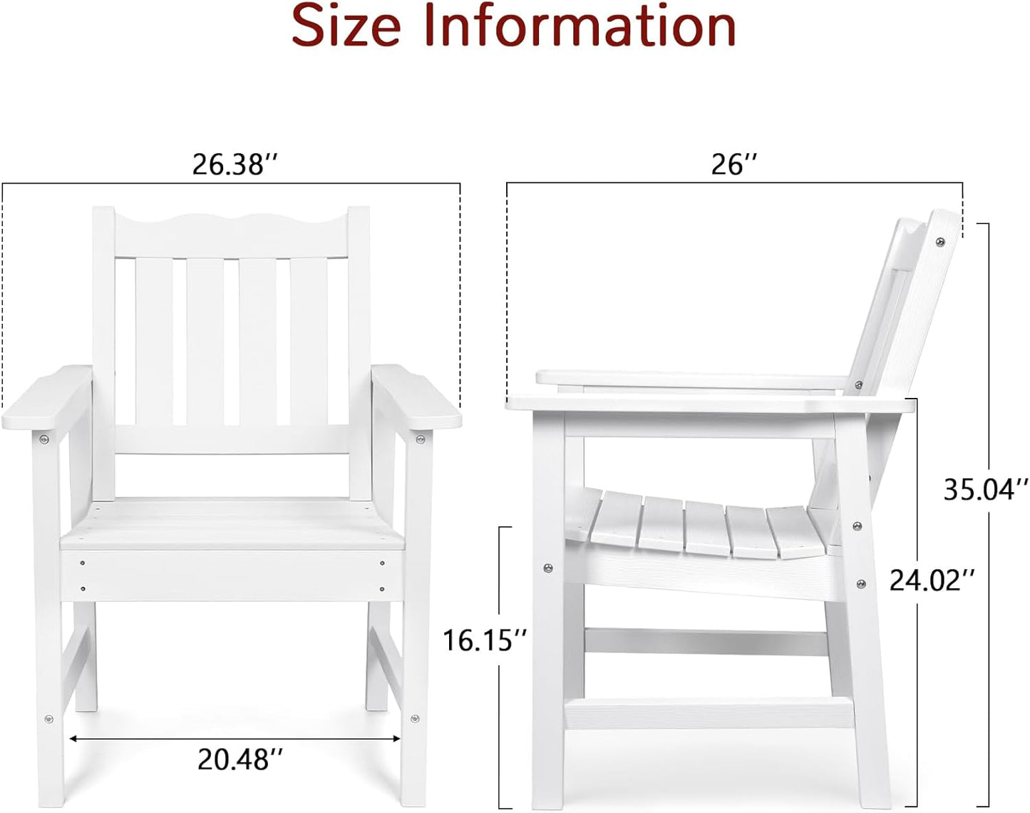 Stoog 3 Pieces All-Weather Patio Furniture Set, Include 2 Outdoor Chairs and 1 Outdoor Bench, White