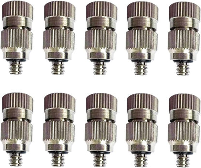 High Pressure Brass Nickel Plated Misting Nozzle for Outdoor Cooling Mist System, 0.8mm Ceramics Orifice, Detachable & Cleanable, 10pcs