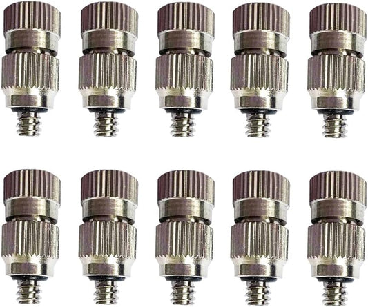 High Pressure Brass Nickel Plated Misting Nozzle for Outdoor Cooling Mist System, 0.8mm Ceramics Orifice, Detachable & Cleanable, 10pcs