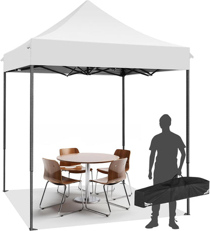 COBIZI 6.6x6.6 Pop up Canopy Tent Heavy Duty Without Sidewalls, Easy Set-up Commercial Outdoor Party Tent, 100% Waterproof Wedding Gazebo, 3 Height Adjustable with Carry Bag, White