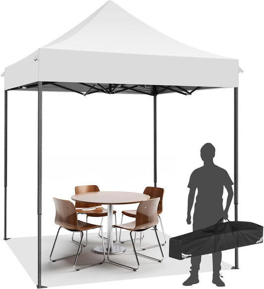 COBIZI 6.6x6.6 Pop up Canopy Tent Heavy Duty Without Sidewalls, Easy Set-up Commercial Outdoor Party Tent, 100% Waterproof Wedding Gazebo, 3 Height Adjustable with Carry Bag, White