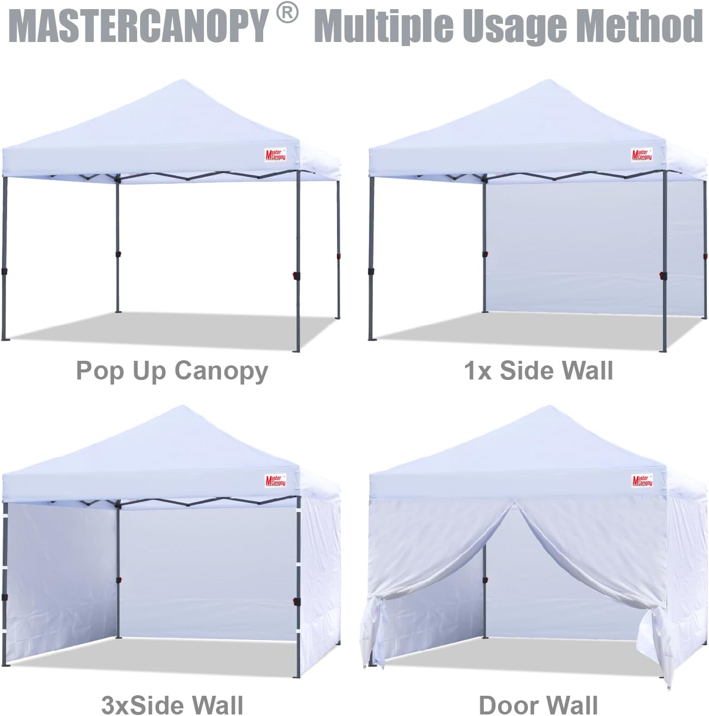 MASTERCANOPY Heavy Duty Pop-up Canopy Tent with Sidewalls (8x8,White)