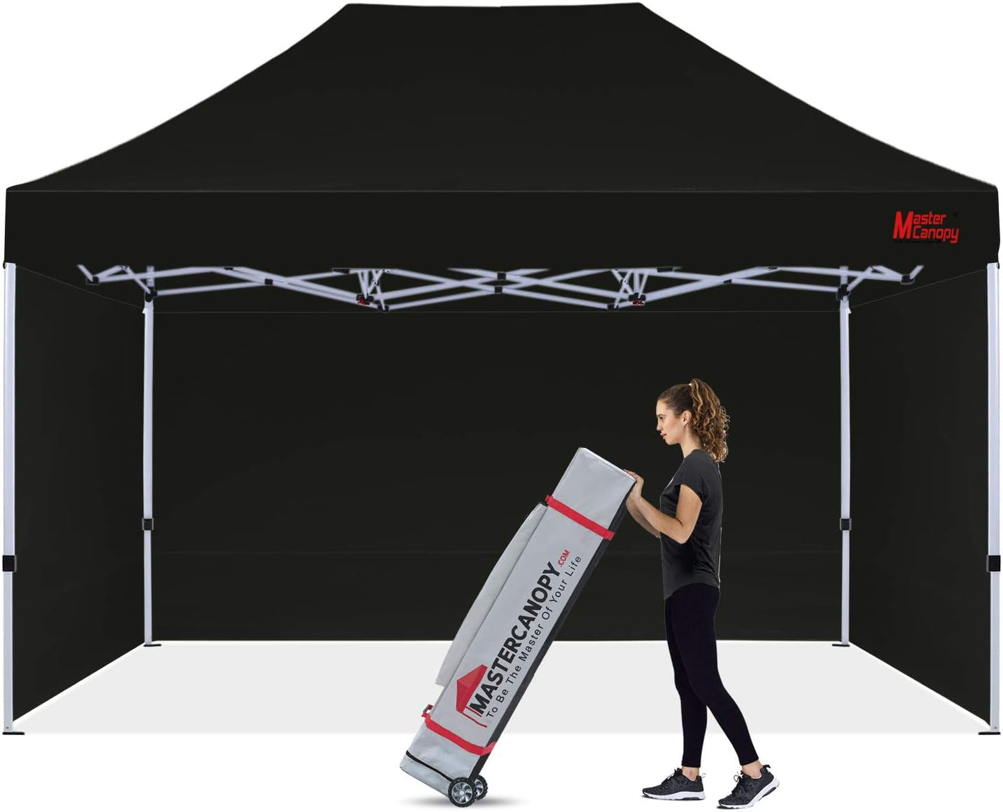 MASTERCANOPY Heavy Duty Pop-up Canopy Tent with Sidewalls (10x15,Black)