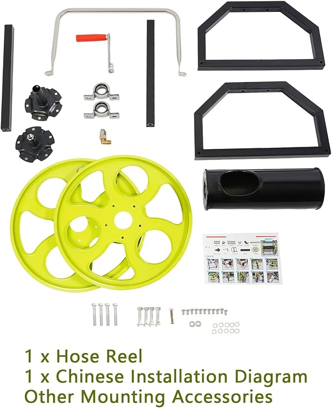 Metal Hose Reel for 0.55in Hose Reel, 28.1ft Garden Hose with Brackets and Handle for Watering Lawn and Flowers, Car
