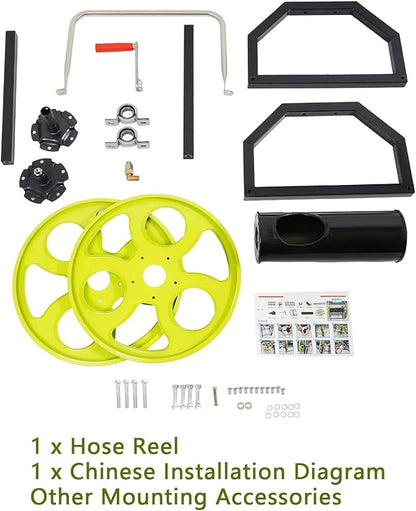 Metal Hose Reel for 0.55in Hose Reel, 28.1ft Garden Hose with Brackets and Handle for Watering Lawn and Flowers, Car