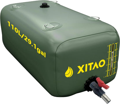 XITAO 29Gal Storage Bladder w/Level Indicator, Large Capacity Foldable Containers, Portable Emergency Tank Bag for RVs, Fire Prevention, Irrigation, Green