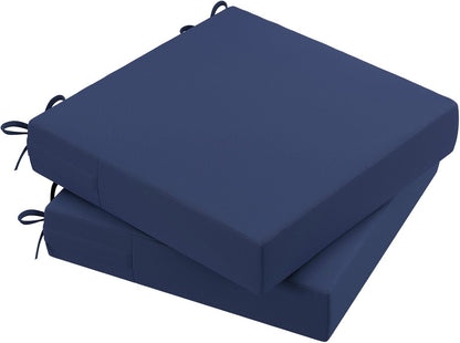 AAAAAcessories Outdoor Seat Cushions for Chairs, Waterproof, Fade-Resistant Patio Furniture Replacement Cushions, 21" x 21" x 4", Set of 2, Navy Blue