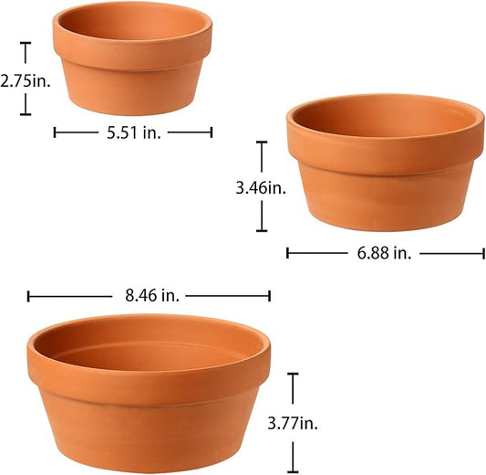 Briful Terracotta Plant Pots Flower Pot Clay Pottery Planter with Saucer and Drainage Hole Cactus Succulent Nursery Pots- Great for Plants,Crafts (Three Sizes)