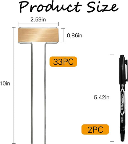 33 Pack Galvanized Steel Plant Markers with 2 Neutral Pens 10 Inch Metal Garden Stakes Outdoor Plants Waterproof and Reusable for Herb Flower Vegetable Identification