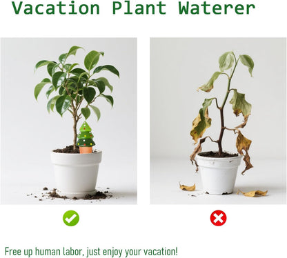 4 Pack Terracotta Christmas Tree Automatic Plant Watering Devices,Household self Watering Planter Insert, Watering Spikes for Indoor Plants,Holiday Potted Plant Continuous Moisture Device