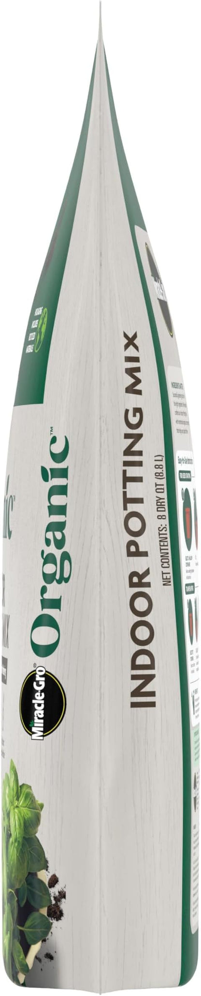 Miracle-Gro Organic Indoor Potting Mix, Protects Against Over and Under Watering, for Indoor Container Plants, Houseplants and Starter Plants, OMRI Listed, 8 qt., 2-Pack