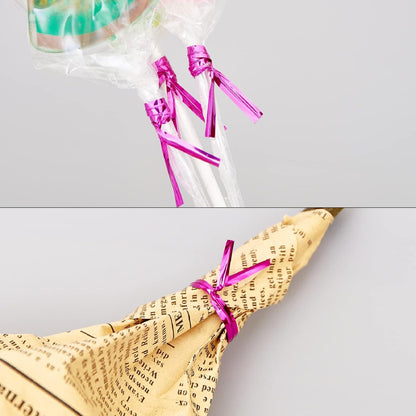 800 Pcs 4" Metallic Twist Ties(Rose Red) for Bakery Ties, Candy Bags, Coffee Bags, Goodie Bags Ties