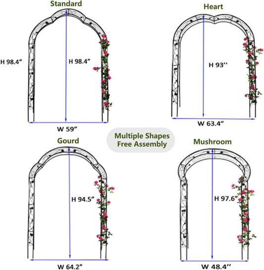 Metal Garden Arch 98.4" H White Garden Arbor Trellis for Outdoor Climbing Plants Support Rose Lawn Tall Large Wedding Archway