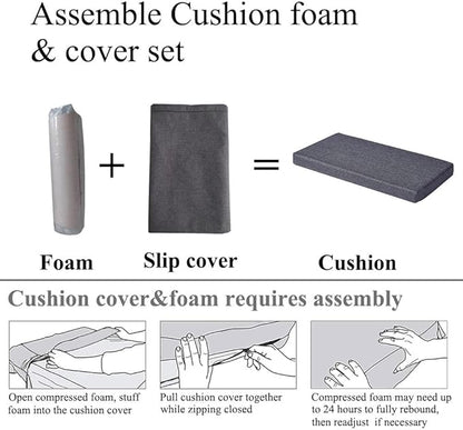 Bench Seat Cushions Memory Foam Chair Pads Non-Slip Rubber Back Indoor Swing/Settee Cushion Main 44x16 Inch, Grey