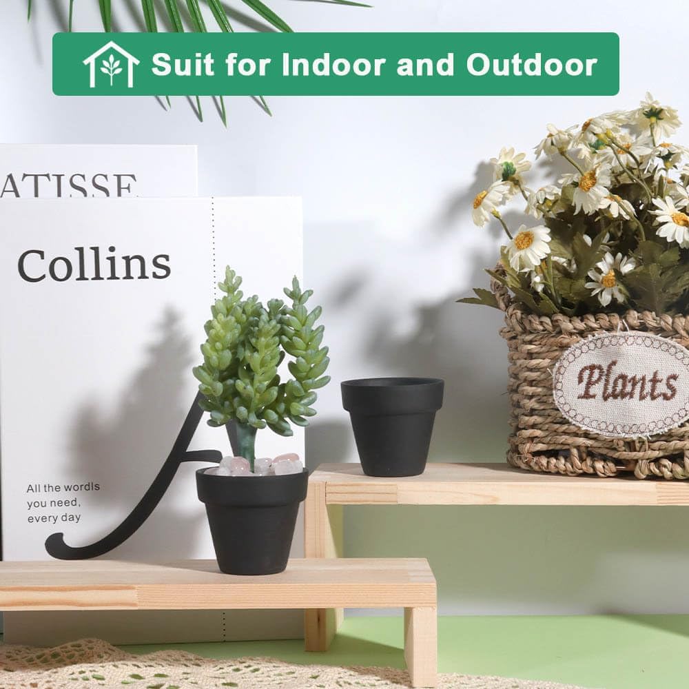 vensovo 48 Pcs Tiny Terracotta Pots - 2 inch Black Small Mini Clay Pots with Drainage Holes for Indoor/Outdoor Succulent Plants, Crafts, Wedding Favor