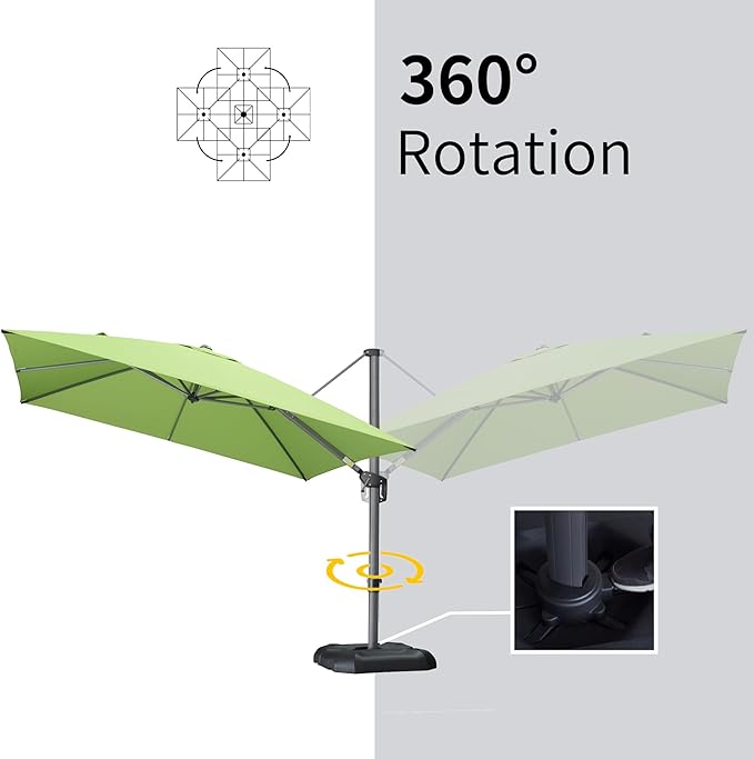 PURPLE LEAF 9' X 11.5' Patio Umbrella Outdoor Cantilever Rectangle Umbrella Aluminum Offset Umbrella with 360-degree Rotation for Garden Deck Pool Patio Apple Green
