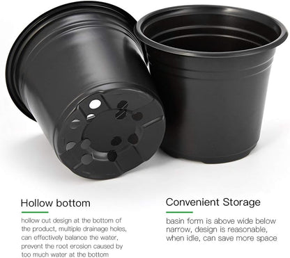 JERIA 100-Pack 0.5 Gallon Plant Nursery Pots, Plastic Pots for Flower Seedling, Flower Plant Container Seed Starting Pot, Come with 100 Pcs Plant Labels(Black)