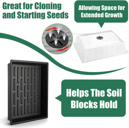 Leak-Proof Seed Starter Trays with 4" Humidity Dome & Drip Tray - 5-Pack Heavy-Duty Plastic Propagation Kit for Herbs, Microgreens, Indoor Gardening, Durable Reusable Plant Growing Trays