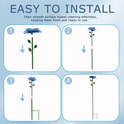 Bee Watering Station, Butterfly Feeder, Metal Bee Water Feeder with Flower Design,Elegant Outdoor Rose Yard & Patio Decoration (6PCS)