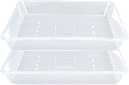 Square Plant Saucer 14 Inch 2 Pack, Strong Clear Plastic Flower Plant Pot Saucer, Square Planters for Indoors and Outdoors Plants, Garden Plant Saucers for Pots Plant Trays.