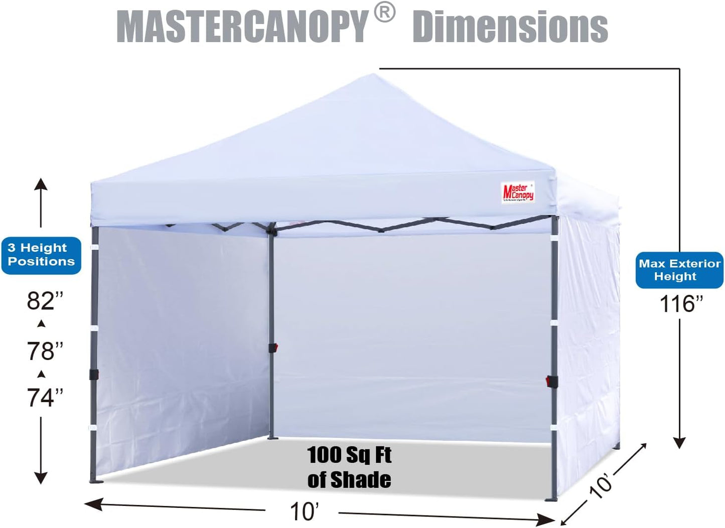 MASTERCANOPY Heavy Duty Pop-up Canopy Tent with Sidewalls (10x10,White)
