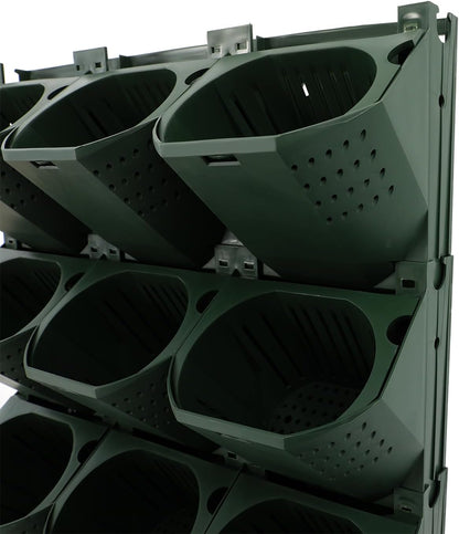 Vertical Wall Planter, Stackable Wall-Mounted Planter Indoor Outdoor w/36 Plastic Pots Living Wall Garden w/36 Non-Woven Fabrics Vegetable Hanging Pocket Holder Flowerpot (Army Green)