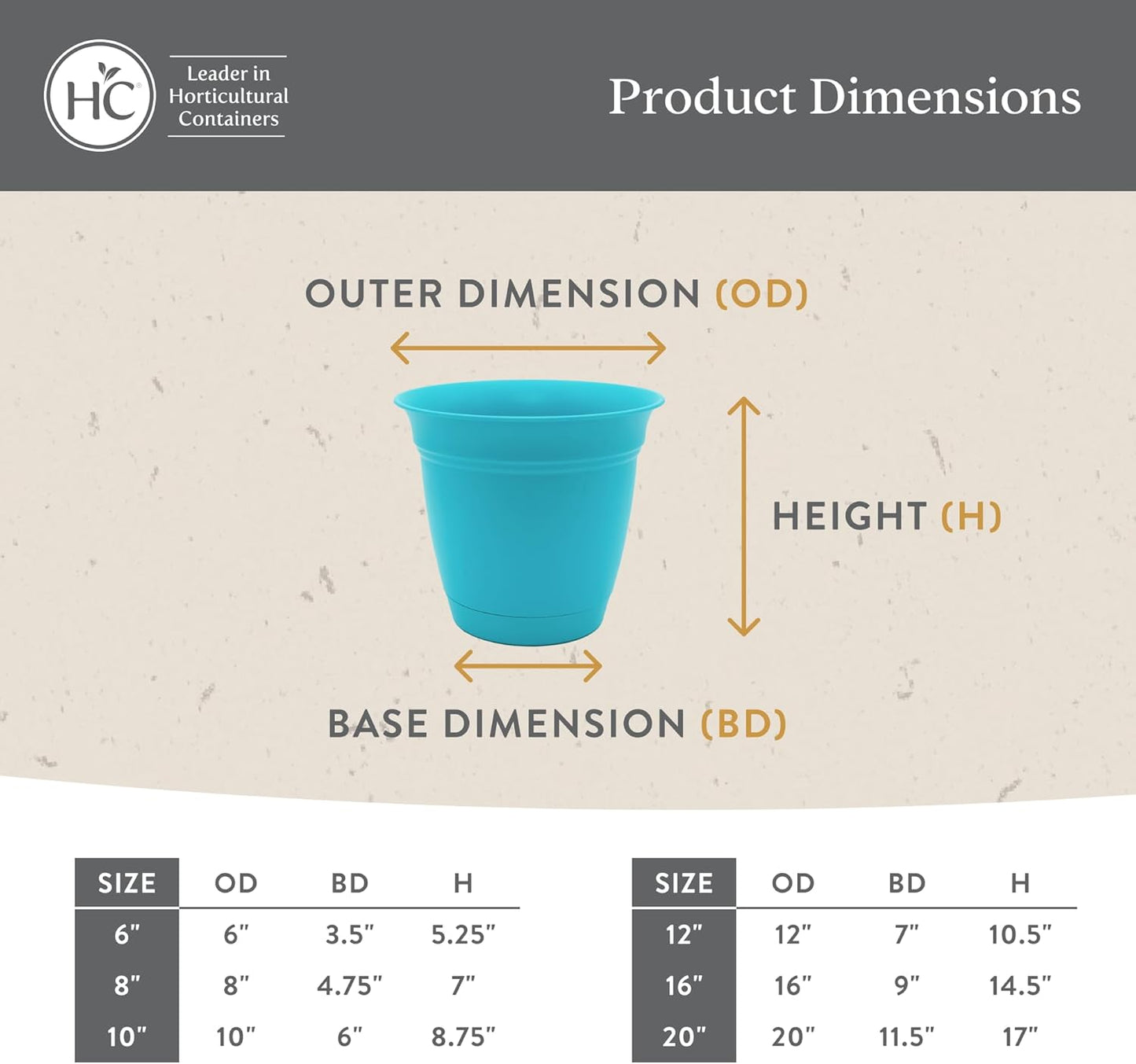 The HC Companies Eclipse Round Planter with Saucer - Outdoor & Indoor Plant Pot with Drainage Holes - Lightweight, UV-Resistant Plastic Pots for Plants, Flowers & Herbs (10" Warm Gray, Pack of 1)