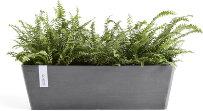 Ecopots Bruges Durable Modern Rectangular Indoor/Outdoor Recycled-Based Composite Flower Pot Planter, Grey, 17.75"