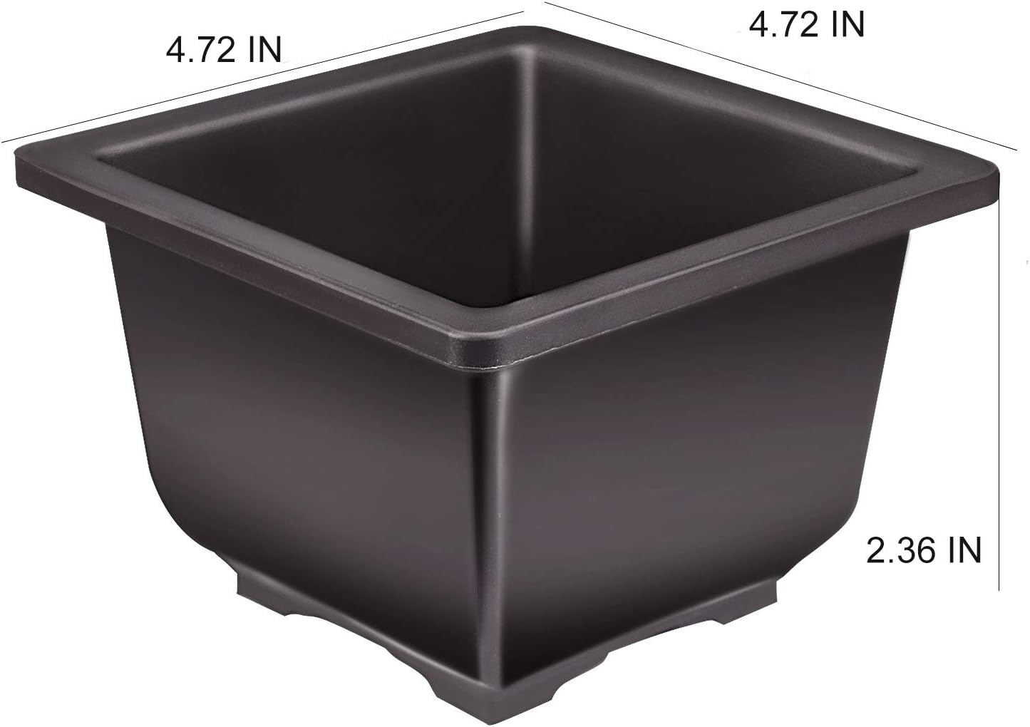 KINJOEK 15 PCS 4.7 Inch Plant Pot, Square Plastic Bonsai Training Pots, Flower Succulent Pots Container for Garden, Indoor, Home Decorative with Square Trays 5.3 Inch