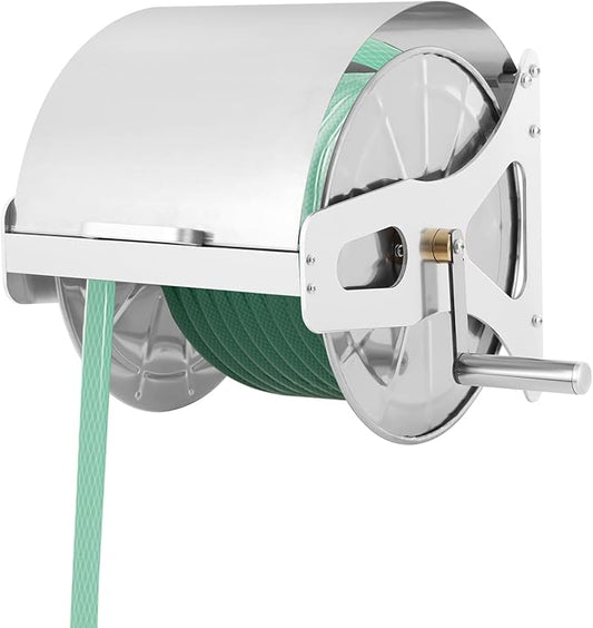 Retractable Garden Hose Reel， Available Hose Length 164.04-Ft， Wall Mounted Hose Reel, Garden Hose Reel，For Watering Lawns and Flowers, Washing Cars