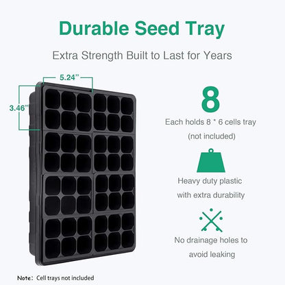 SOLIGT [Thick Plastic] 3-Set Strong Seed Starter Trays with 5" Humidity Domes for Seed Starting, Germination, Seedling Propagation & Plant Growing, Holds 144 Cells in Total