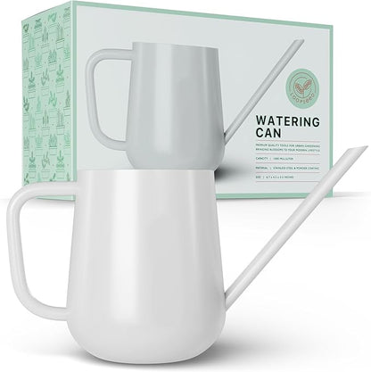 Metal Watering Can for Indoor Houseplants Outdoor Garden Long Sprout Water Can for Succulents Herb Bonsai Modern Garden Tool 33.8oz/1000ml (Brilliant White)