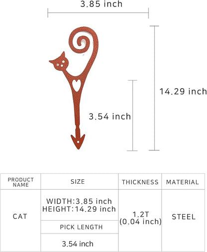 Plant Stakes Powder Paint Coating Garden Picks-Potting and Changing -Steel-Brown- Cat