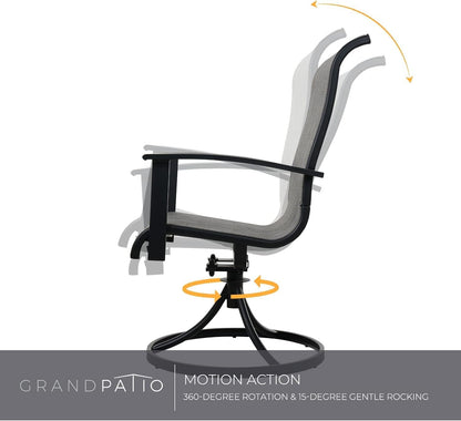 Grand patio Outdoor Swivel Dining Chairs 6-Piece Patio Dining Chair Set Mesh Sling Patio High Back Swivel Rockers, Black & Grey Plaid