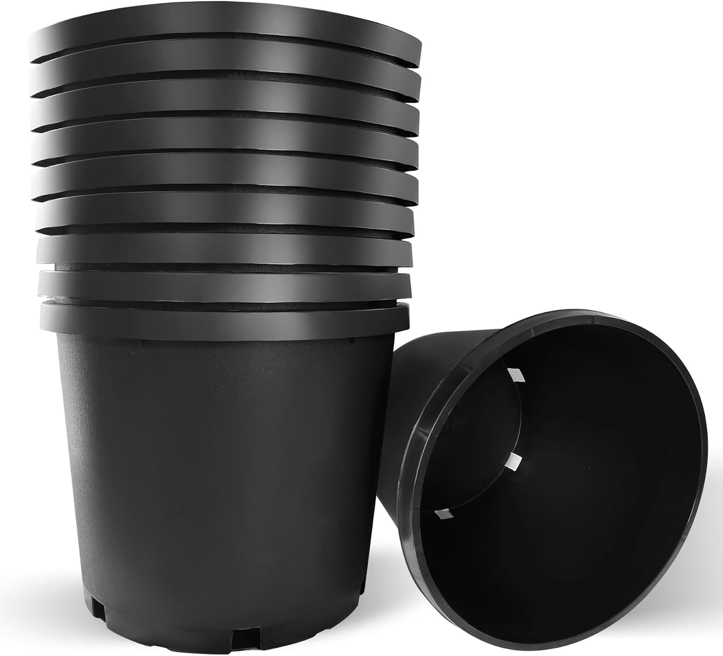 15 Gallon Nursery Pots Plastic Container Injection Molded Pot for Plants Flexible with Drainage Holes Suitable for Plants Soil Growers or Hydroponics Black 10 Pcs